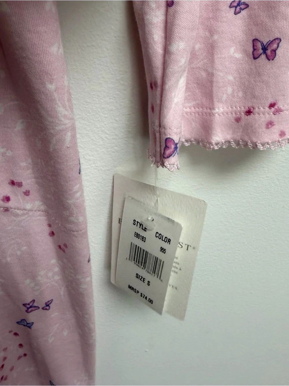 Eileen West Nightgown Womens Small Pink Butterfly Long Sleeve Pajamas NWT E80183